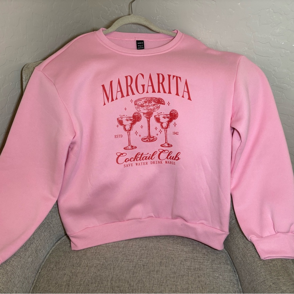SHEIN Pink Margarita Crewneck Sweatshirt